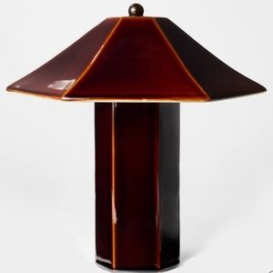 Double Ceramic Table Lamp Maroon Threshold designed with Studio McGee Empire